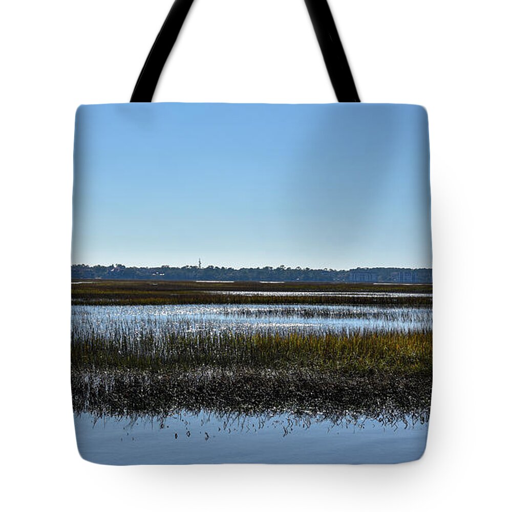 Sun Tote Bag featuring the photograph Broad Creek Reflections by Dennis Schmidt