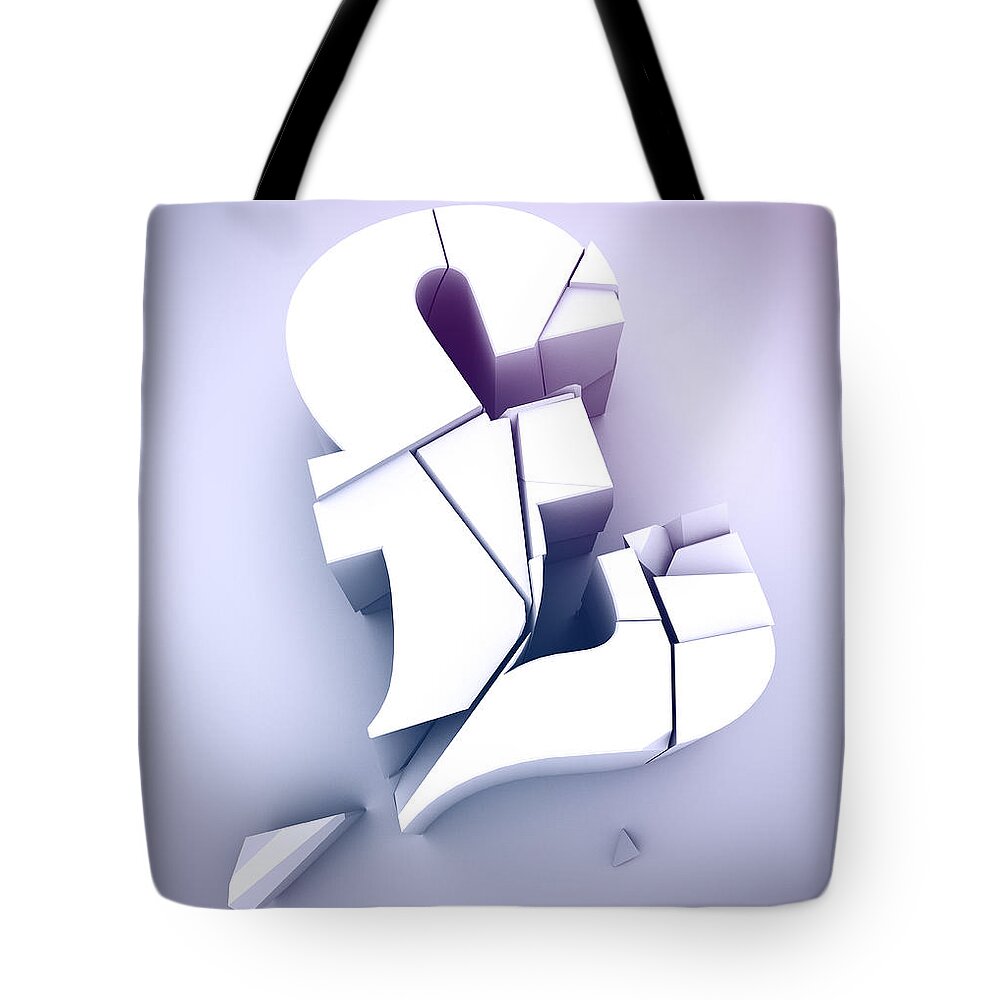 Damaged Tote Bag featuring the digital art Broken Pound Sterling Sign by Saul Gravy