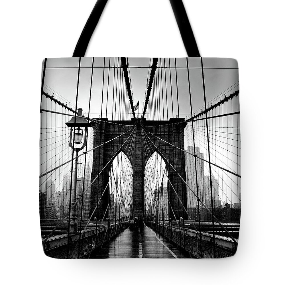 Clear Sky Tote Bag featuring the photograph Brooklyn Bridge by Serhio.com Photography By Sergei Yahchybekov