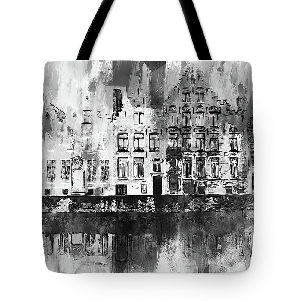 Belgium Tote Bag featuring the painting Bruges, Belgium - 08 by AM FineArtPrints