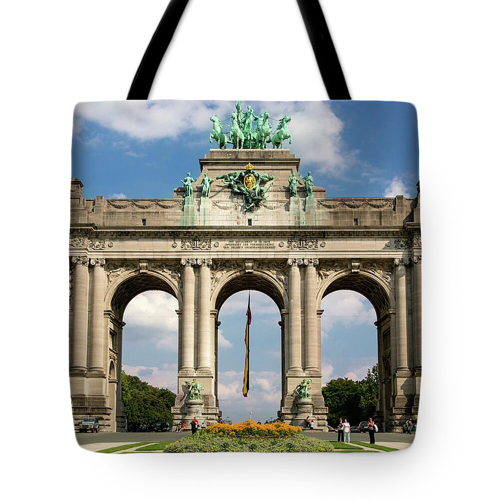 Arch Tote Bag featuring the photograph Brussels, Cinquantenaire Triumphal Arch by Sylvain Sonnet