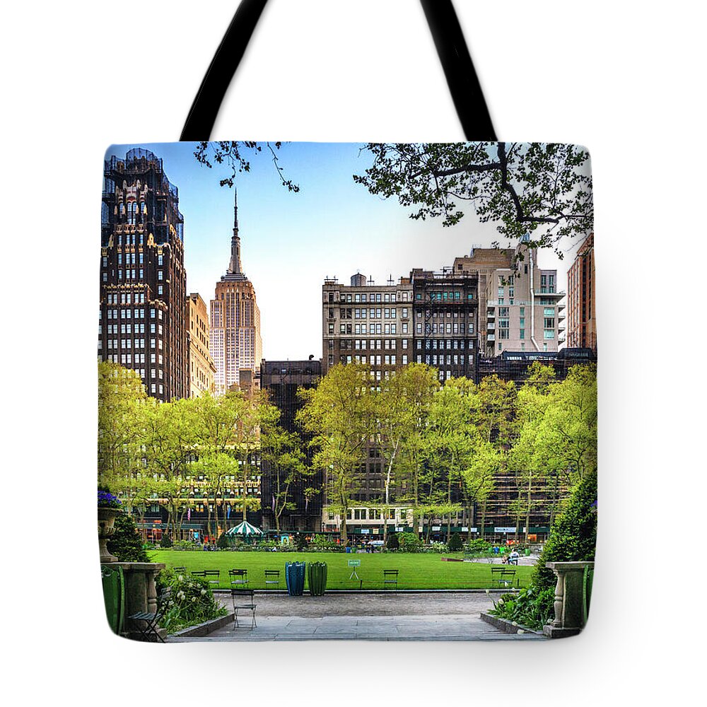 Estock Tote Bag featuring the digital art Bryant Park, Midtown, Nyc by Claudia Uripos