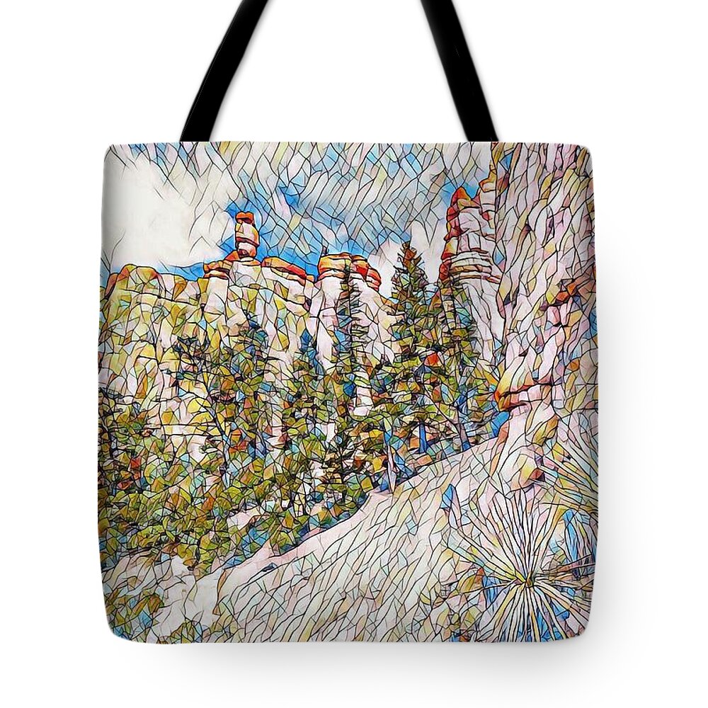 Bryce Canyon Tote Bag featuring the digital art Bryce Canyon by Jerry Cahill