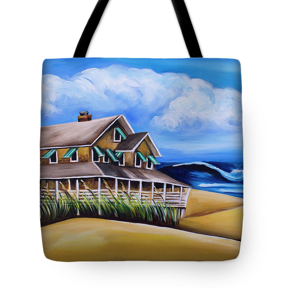 Nags Head Tote Bag featuring the painting Buchanan Cottage No 05 by Barbara Noel