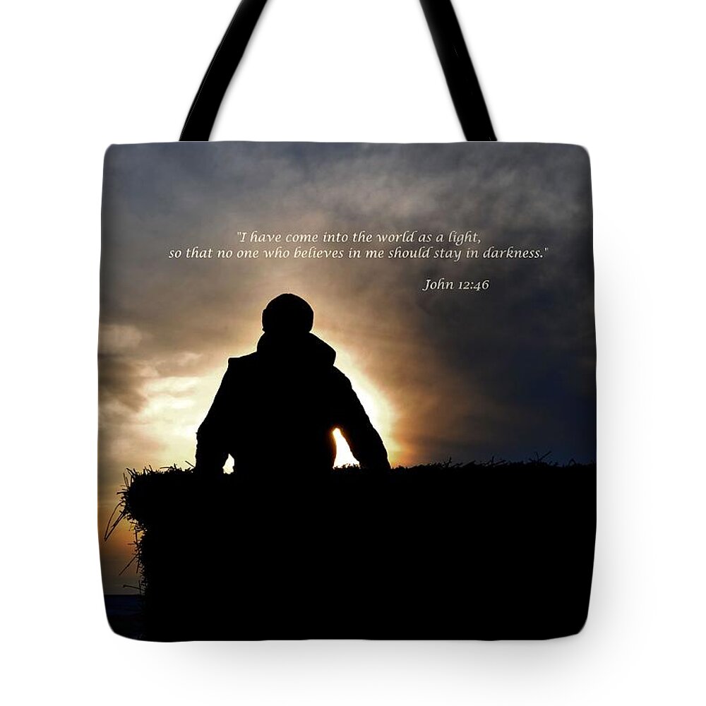 Inspirational Tote Bag featuring the photograph Bucking Hay at Sunrise Inspirational by Amanda Smith