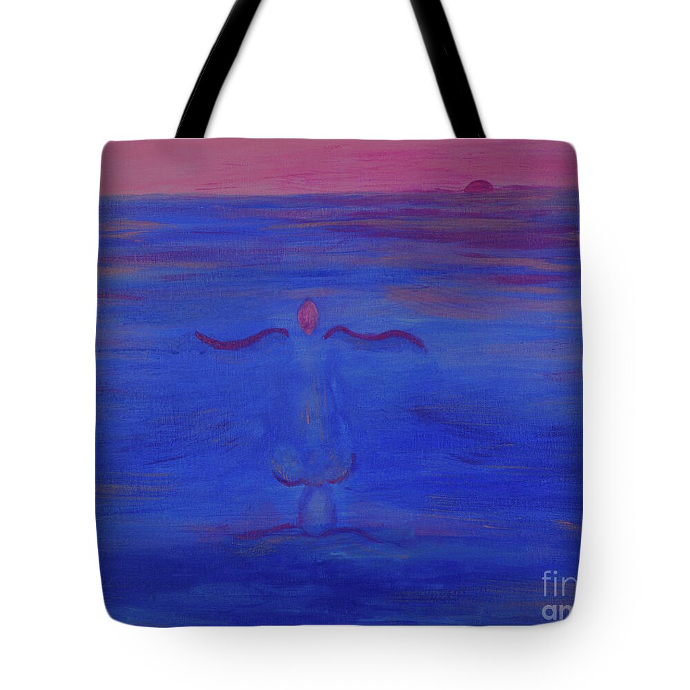 Buddha Tote Bag featuring the painting Blue Buddha Meditation Painting by Robyn King