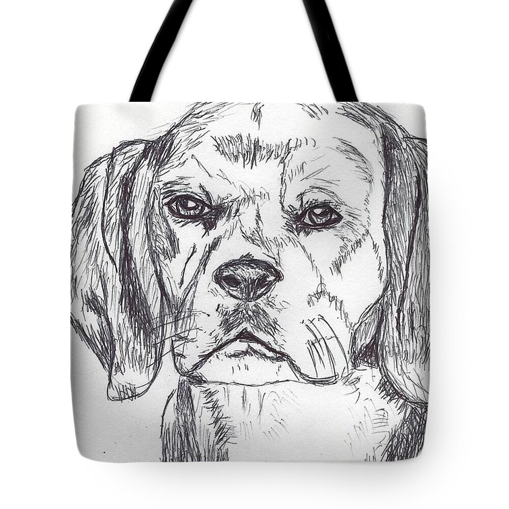 Pensive Tote Bag featuring the drawing Buddy by Ali Baucom