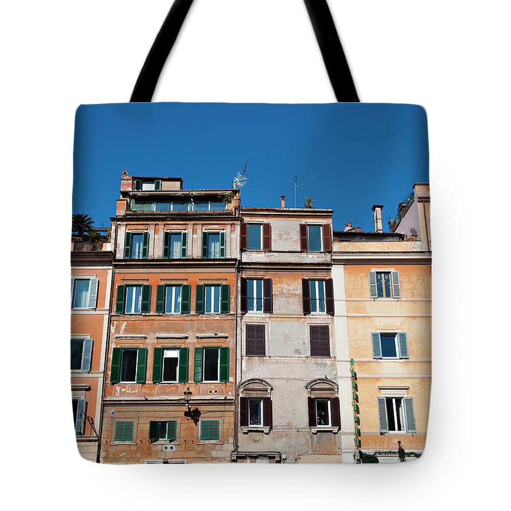 Apartment Tote Bag featuring the photograph Buildings On Piazza Santa Maria In by Driendl Group
