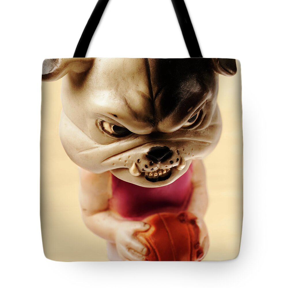 Aggression Tote Bag featuring the drawing Bulldog Basketball Player Holding Ball by CSA Images