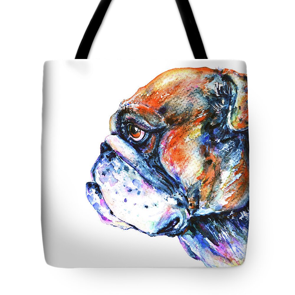 Bulldog Tote Bag featuring the painting Bulldog by Zaira Dzhaubaeva