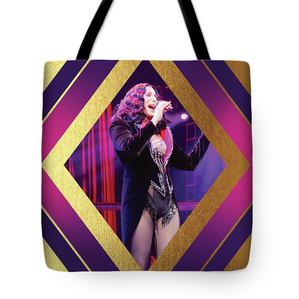Cher Tote Bag featuring the digital art Burlesque Cher Diamond by Cher Style