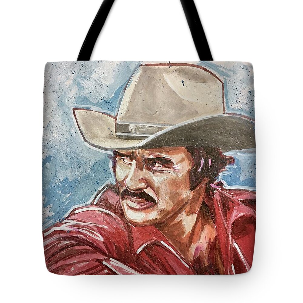 Burt Reynolds Tote Bag featuring the painting Burt Reynolds by Joel Tesch
