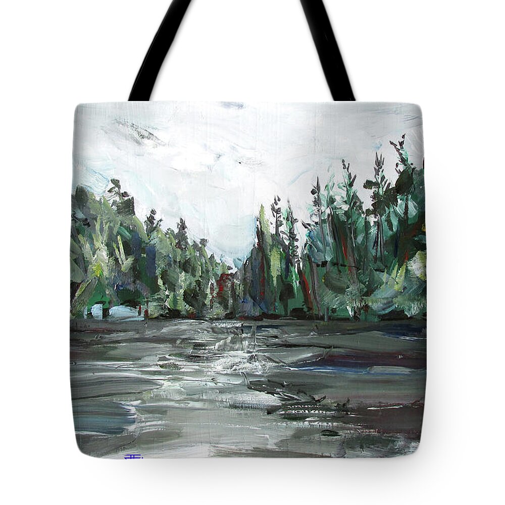  Tote Bag featuring the painting Burton Lake by John Gholson