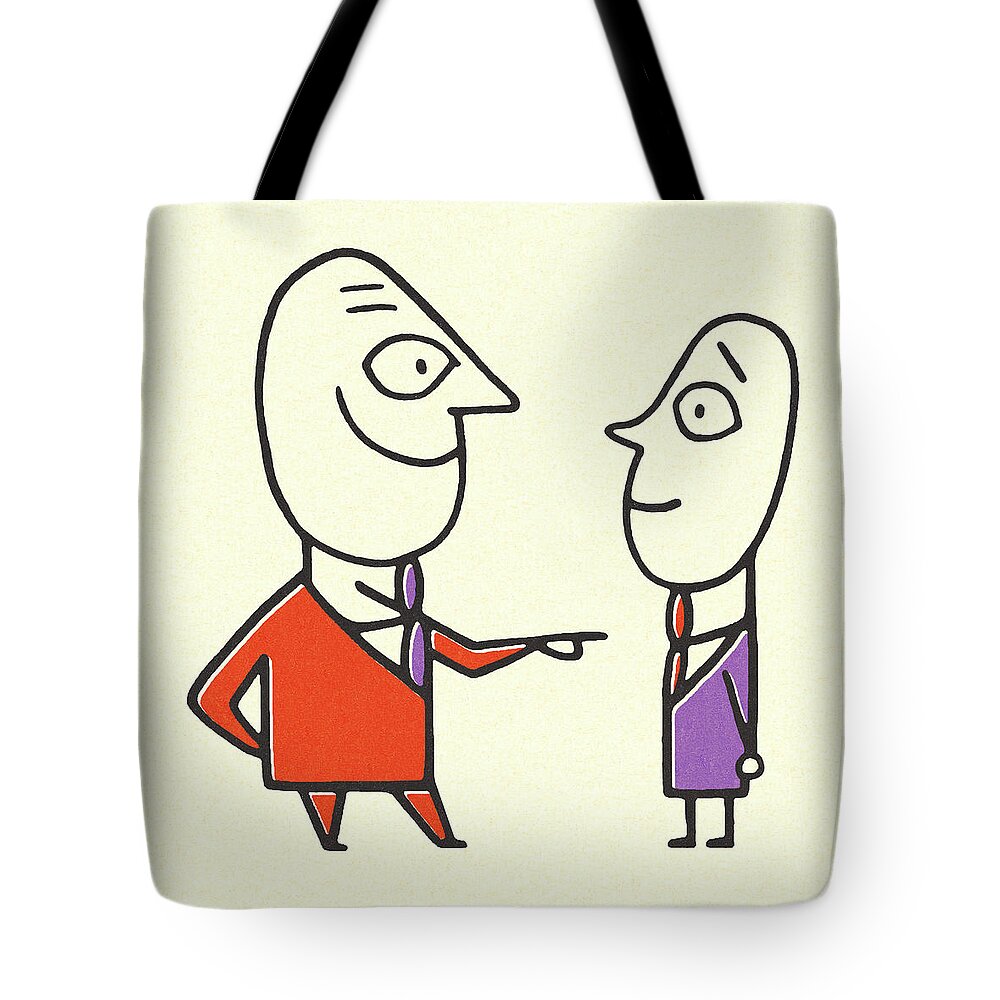 Adult Tote Bag featuring the drawing Businessman Pointing at a Colleague by CSA Images
