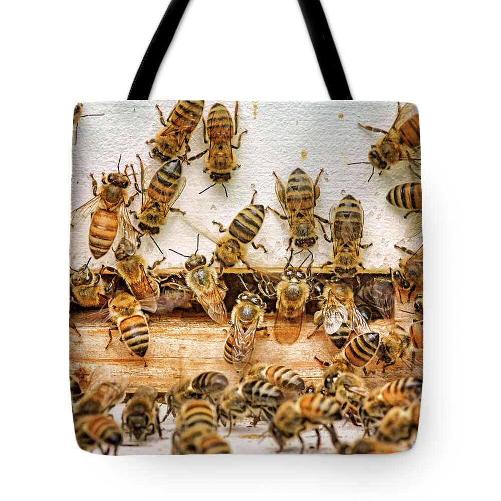 Bees Tote Bag featuring the photograph Busy Day - Bees by Nikolyn McDonald