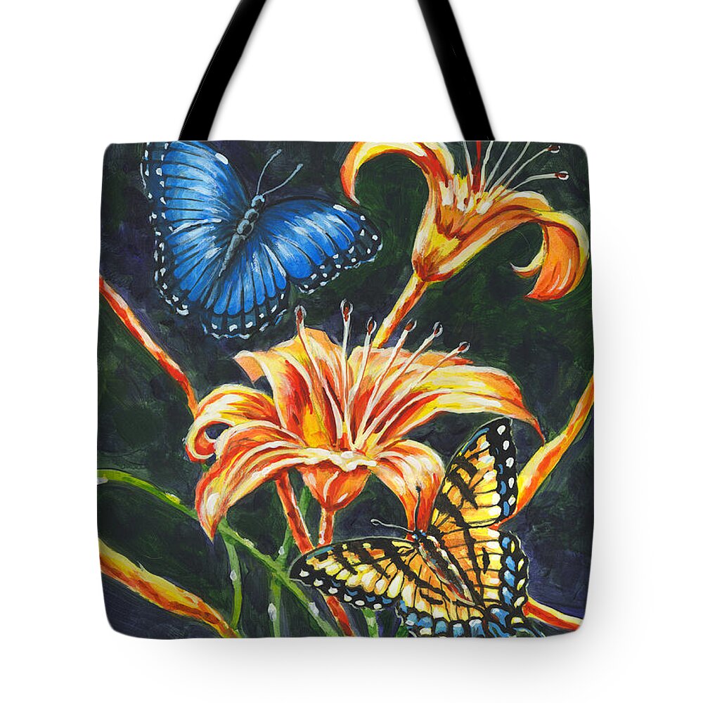 Butterfly Tote Bag featuring the painting Butterflies And Flowers Sketch by Richard De Wolfe