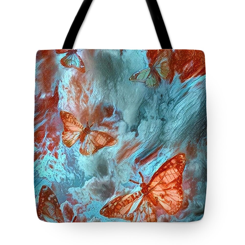 Abstract Tote Bag featuring the digital art Butterflies by Bruce Rolff