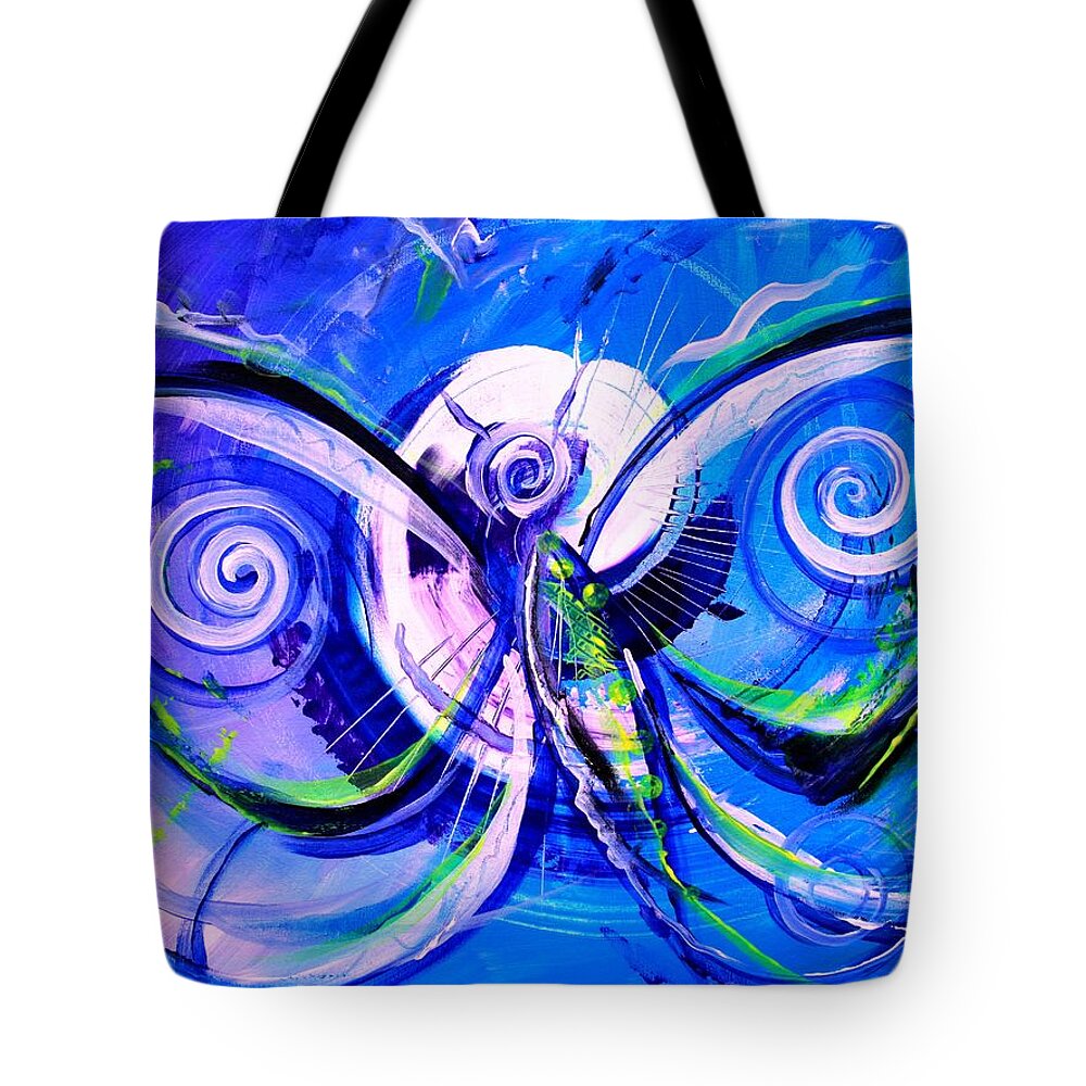 Butterfly Tote Bag featuring the painting Butterfly Blue Violet by J Vincent Scarpace