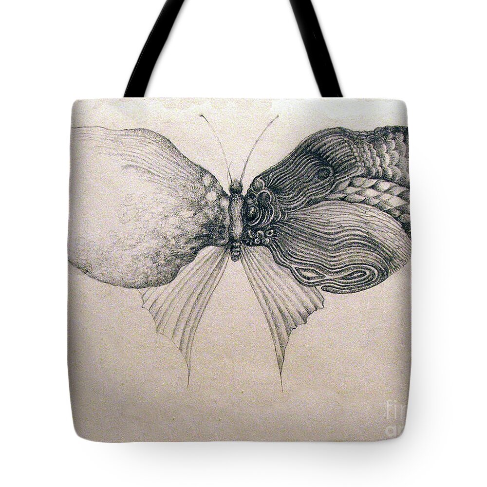 Pencil Tote Bag featuring the drawing Butterfly for Jeffrey by Rosanne Licciardi