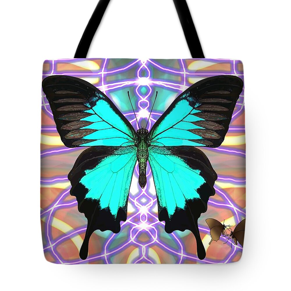 Ulysses Tote Bag featuring the drawing Ulysses Butterfly Webbed Patterned by Joan Stratton