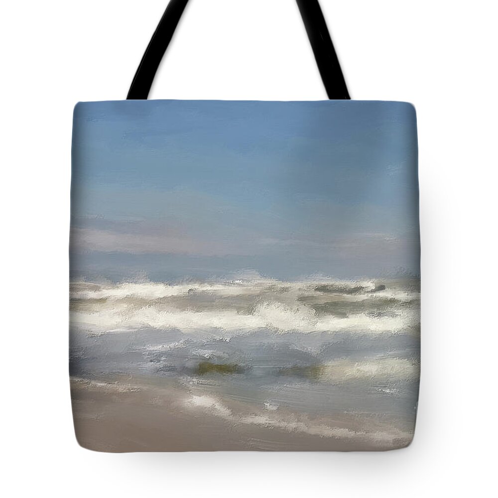 Beach Tote Bag featuring the digital art By The Sea, By The Sea by Lois Bryan