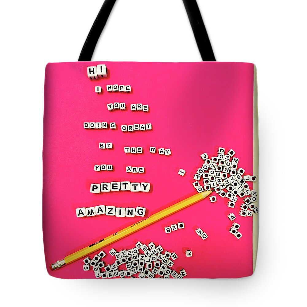 Hot Pink Tote Bag featuring the photograph By The Way by Ashley Rice