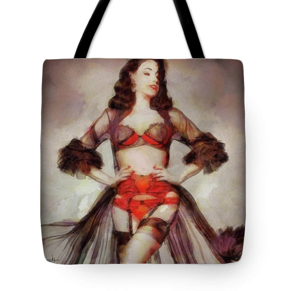 Rossidis Tote Bag featuring the painting Cabaret dancer 9 by George Rossidis