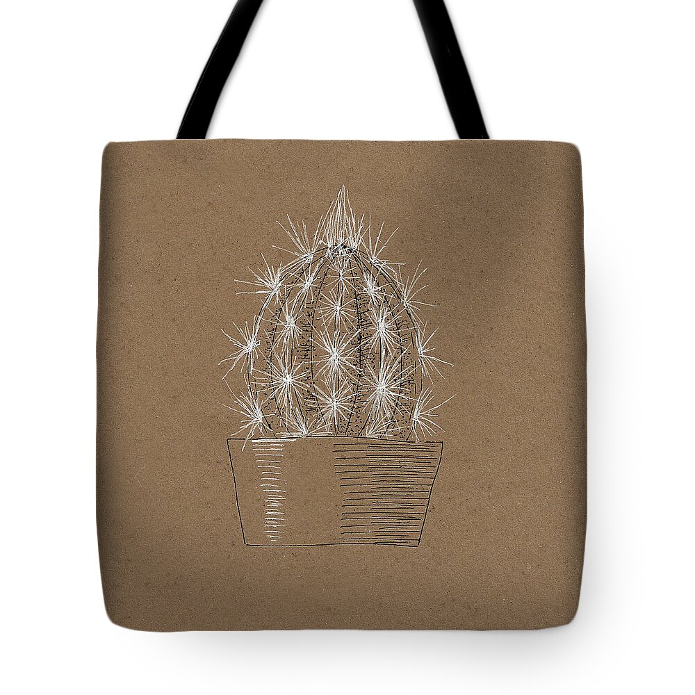 Cactus Tote Bag featuring the drawing Cactus 4 by Masha Batkova