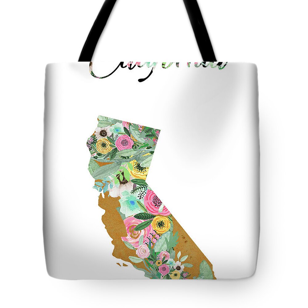 California Collage Tote Bag featuring the mixed media California by Claudia Schoen