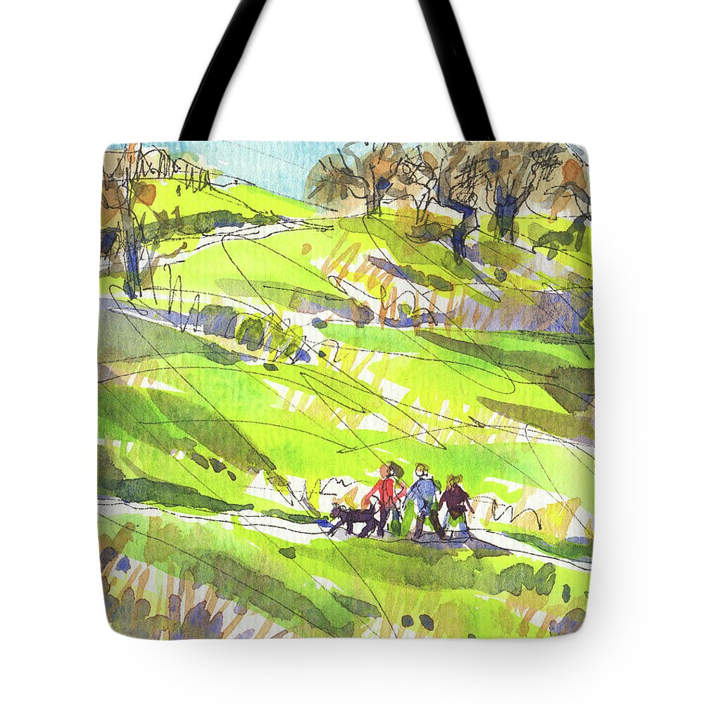Landscape Tote Bag featuring the painting California Winter Walk by Judith Kunzle