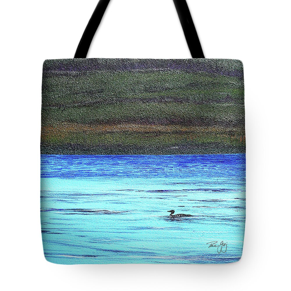 Moorhead Lake Tote Bag featuring the painting Call of the Loon by Paul Gaj