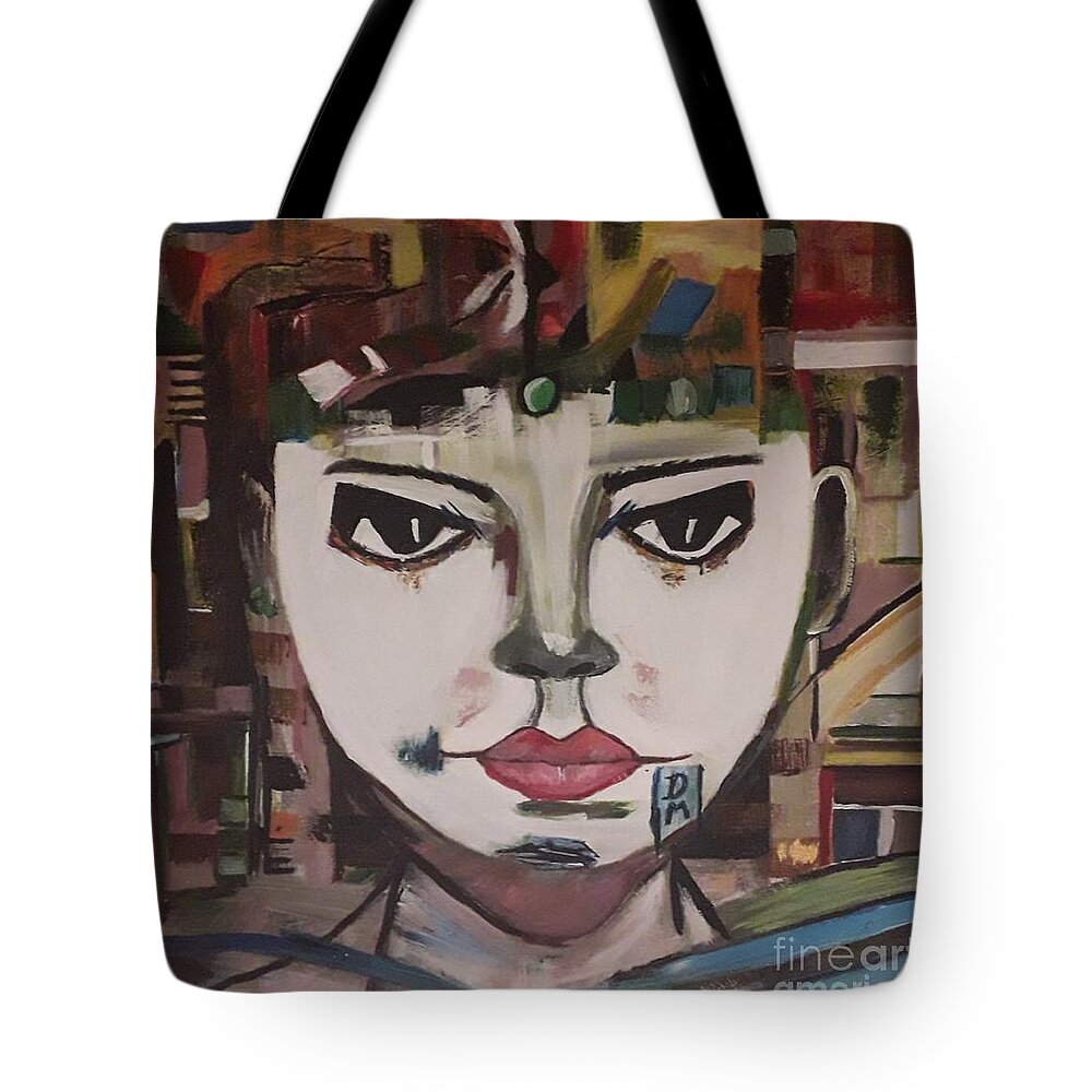 Acrylic Tote Bag featuring the painting Callista - moon child Goddess by Denise Morgan