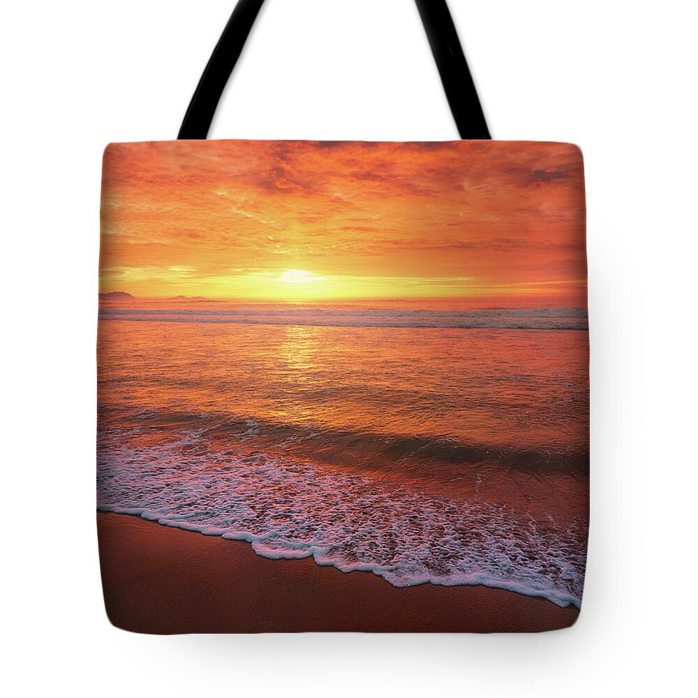 Beach Tote Bag featuring the photograph Calm and relaxing seascape by Mikel Martinez de Osaba