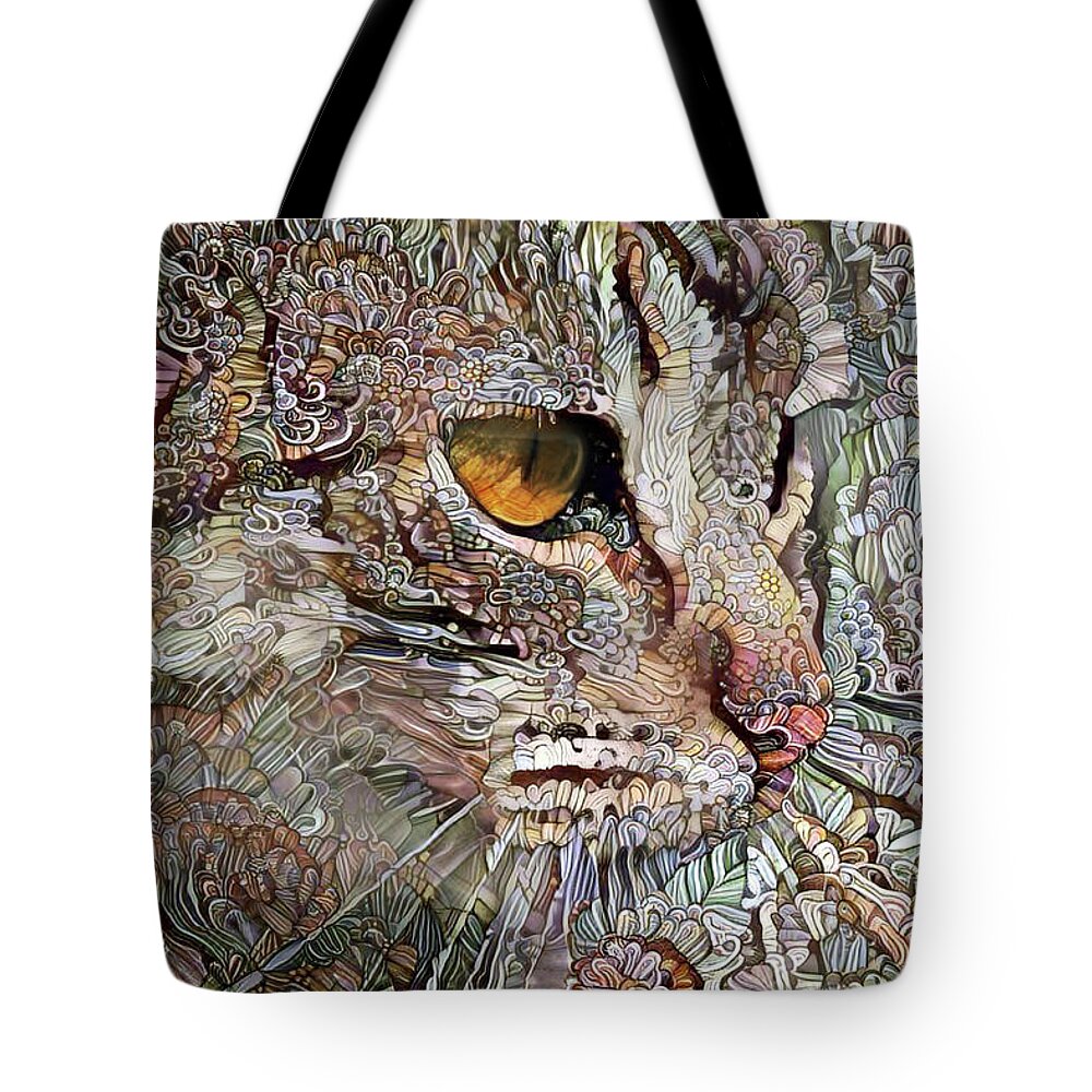 Cat Tote Bag featuring the digital art Camo Cat by Peggy Collins