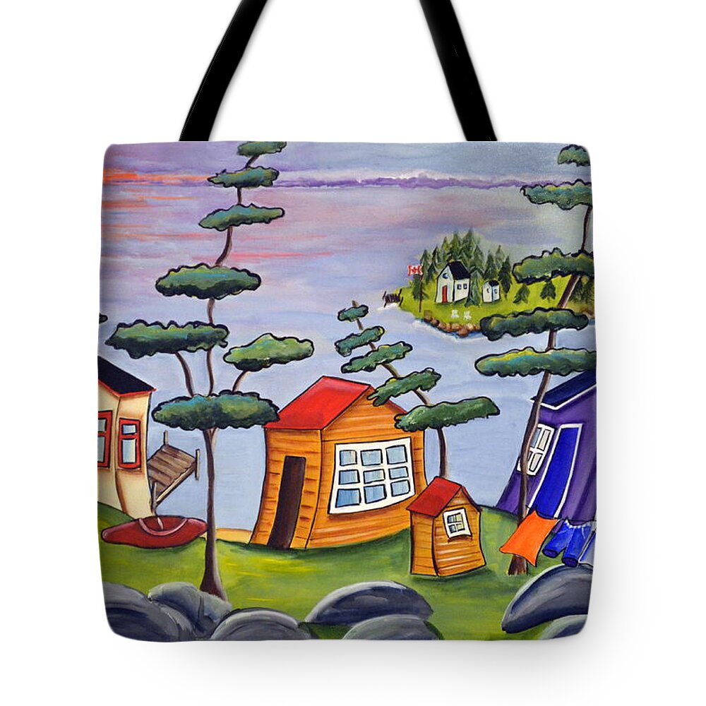 Large Tote Bag featuring the painting Canadian Sunset by Heather Lovat-Fraser