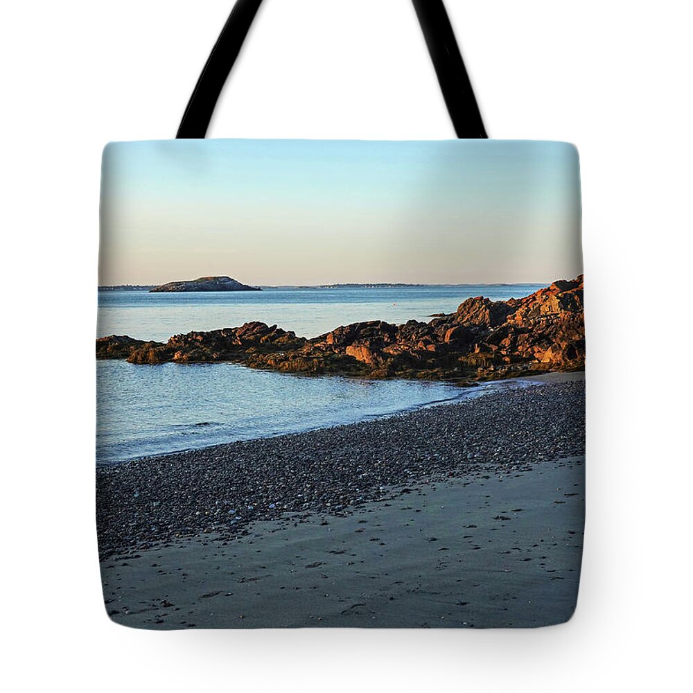 Nahant Tote Bag featuring the photograph Canoe Beach Nahant MA Lodge Park Egg Rock Sunset by Toby McGuire