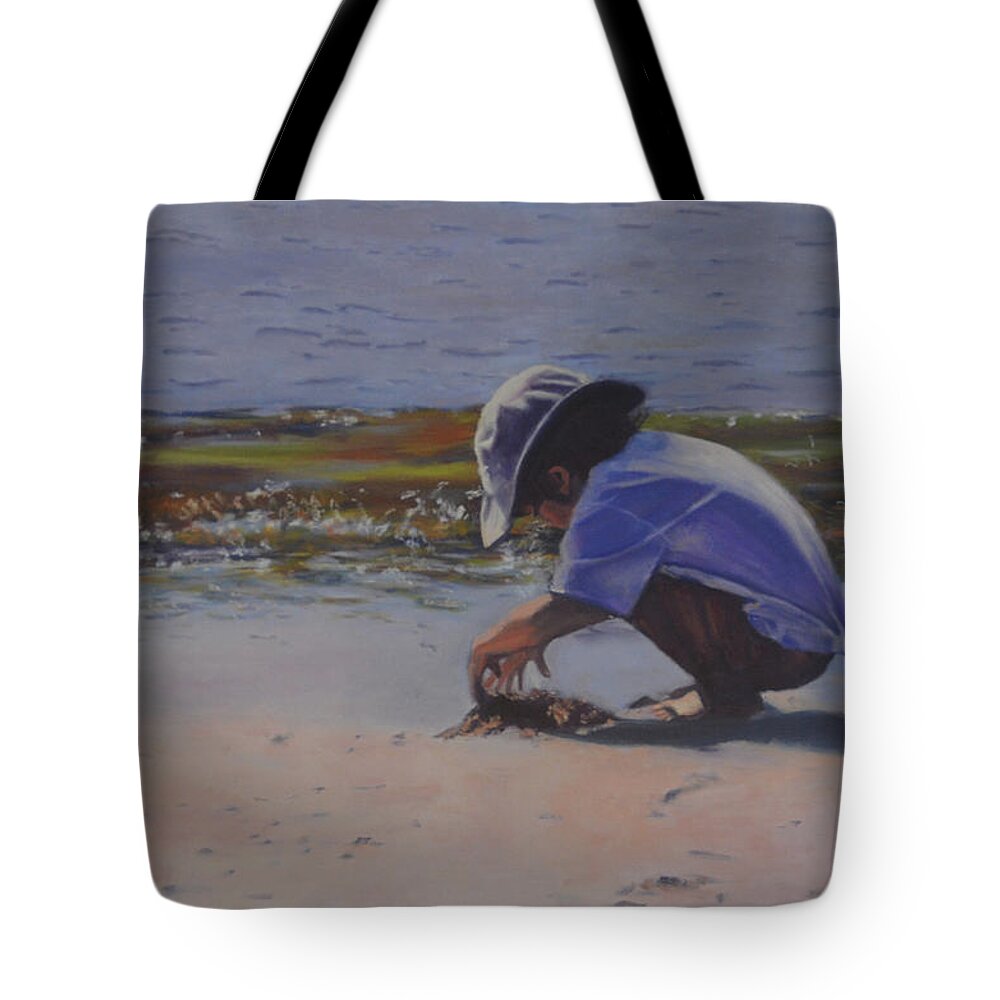 Cape Cod Boy Tote Bag featuring the painting Cape Cod Boy by Beth Riso