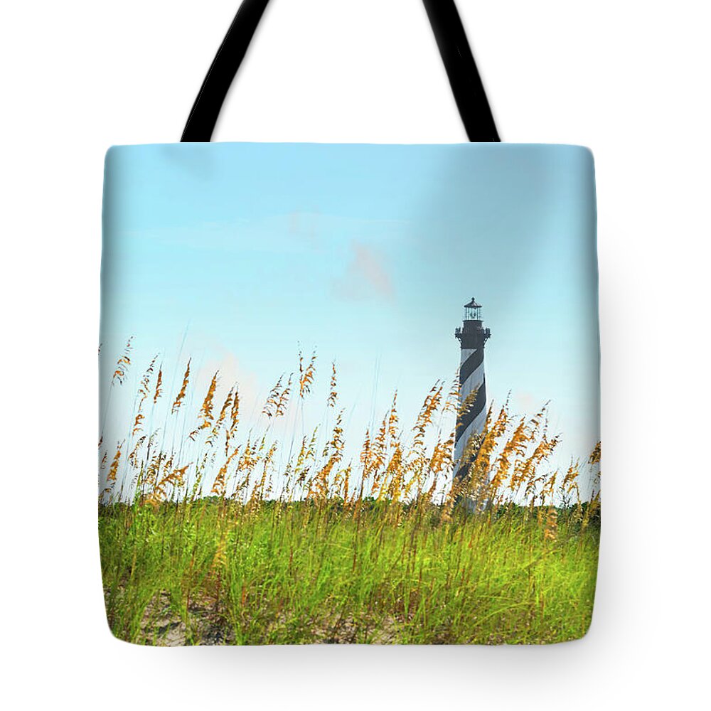 Estock Tote Bag featuring the digital art Cape Hatteras Light, Outer Banks, Nc by Laura Zeid