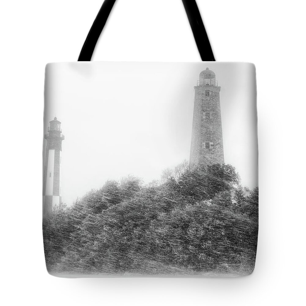 Black And White Photography Tote Bag featuring the photograph Cape Henry by Russell Pugh