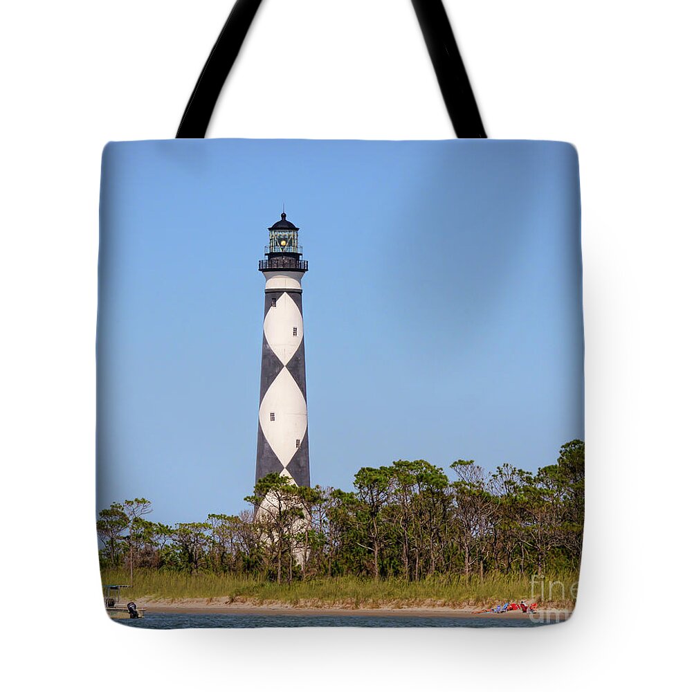 Lighthouse Tote Bag featuring the photograph Cape Lookout Lighthouse - Cape Lookout North Carolina by Kerri Farley