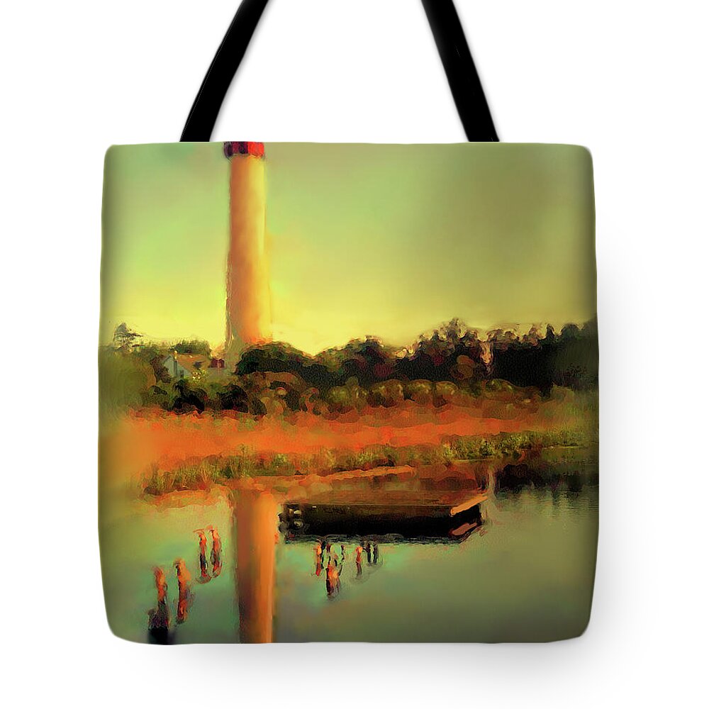 Cape May Lighthouse Tote Bag featuring the painting Cape May Lighthouse by Joel Smith