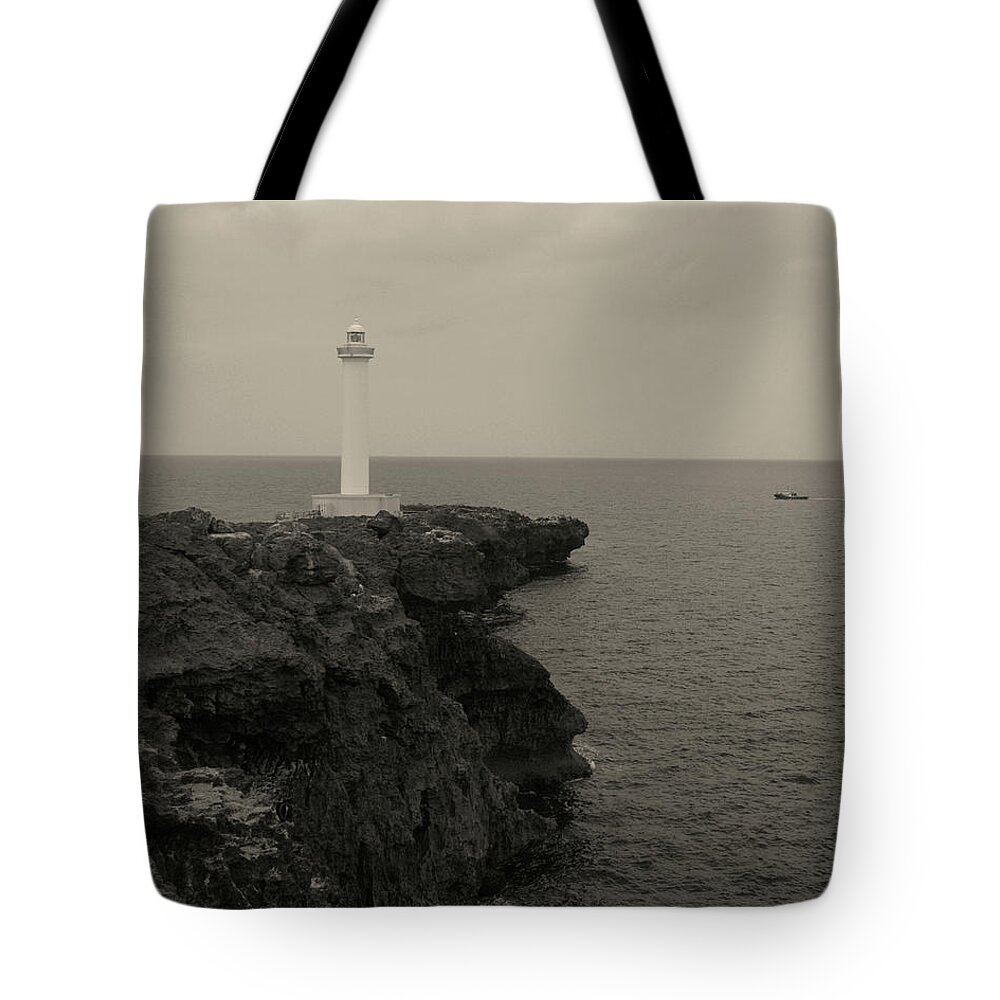 Coastline Tote Bag featuring the photograph Cape Zanpa lighthouse by Eric Hafner
