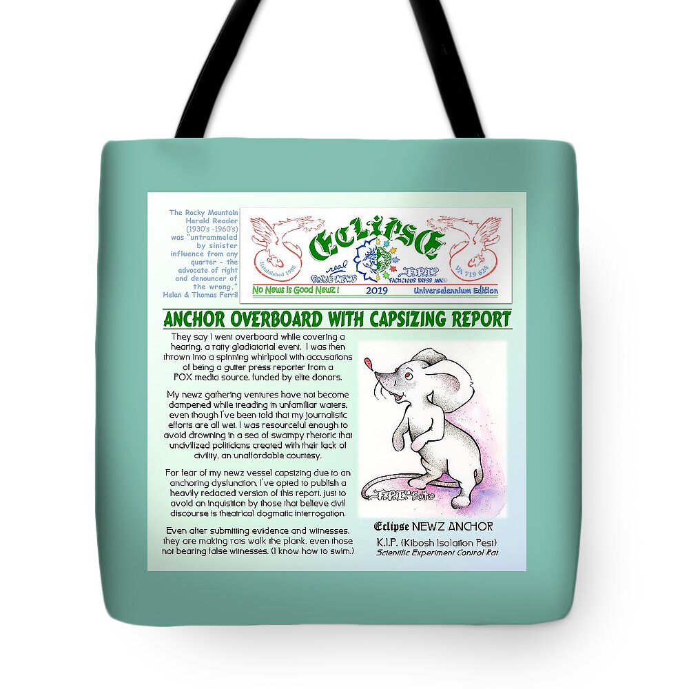Reporter Art Tote Bag featuring the mixed media Capsizing Report by Dawn Sperry