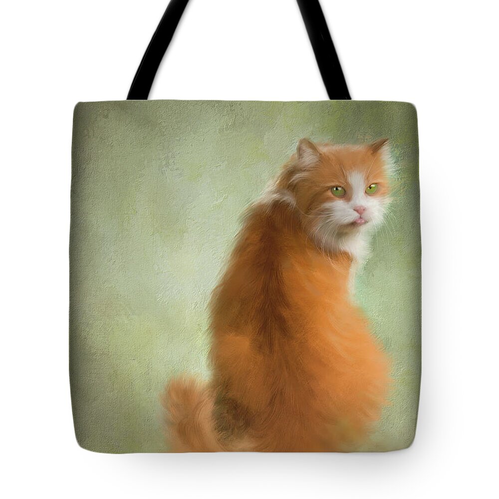 Cats Tote Bag featuring the painting Caramel the Tabby Cat by Colleen Taylor