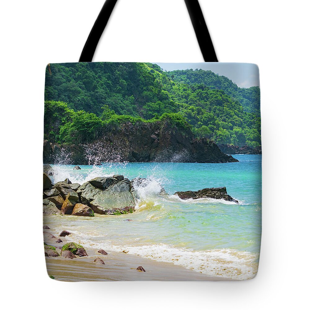 Caribbean Tote Bag featuring the photograph Caribbean Splash by Liz Albro