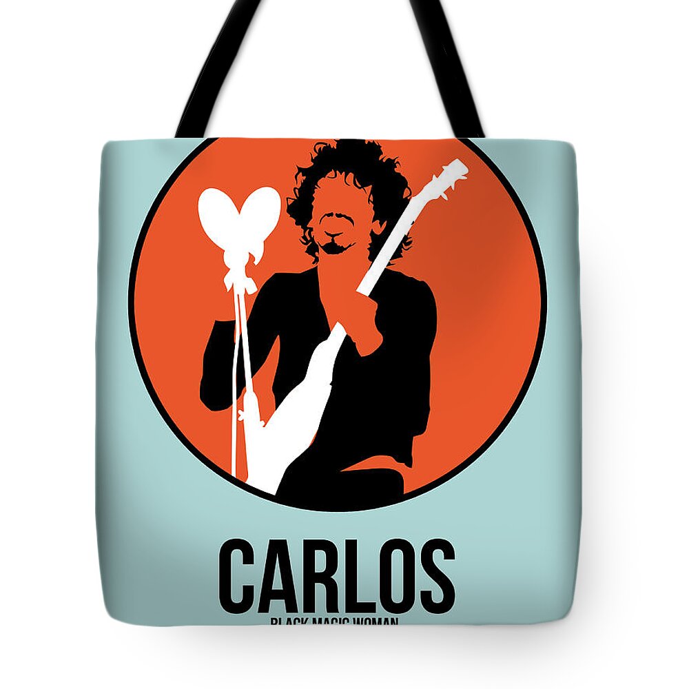 Carlos Santana Tote Bag featuring the digital art Carlos Santana by Naxart Studio