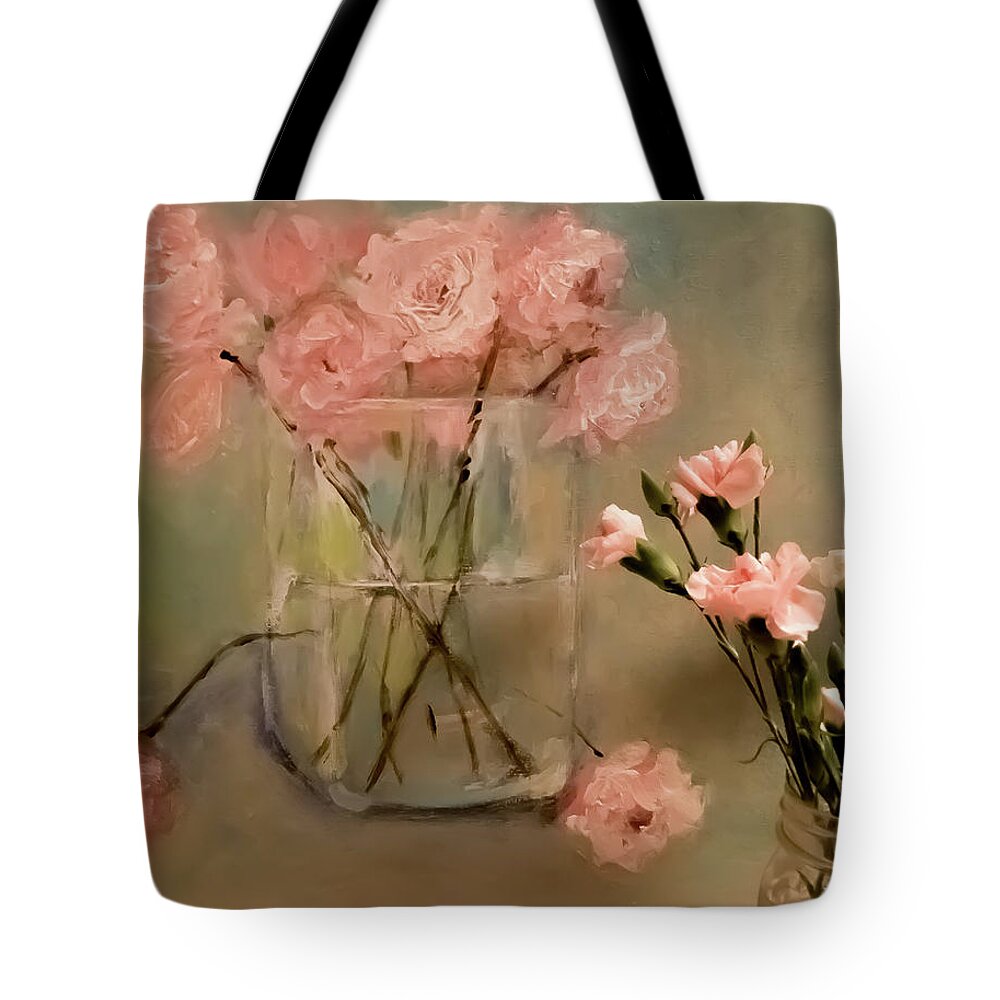 Carnation Tote Bag featuring the digital art Carnation January Art by Lisa Kaiser