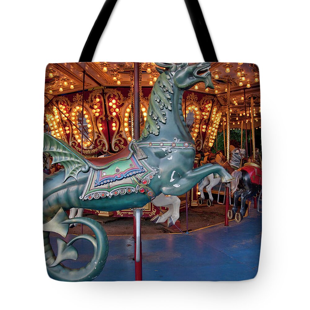 Carousel Tote Bag featuring the painting Carousel Dragon Horse by Carol Highsmith