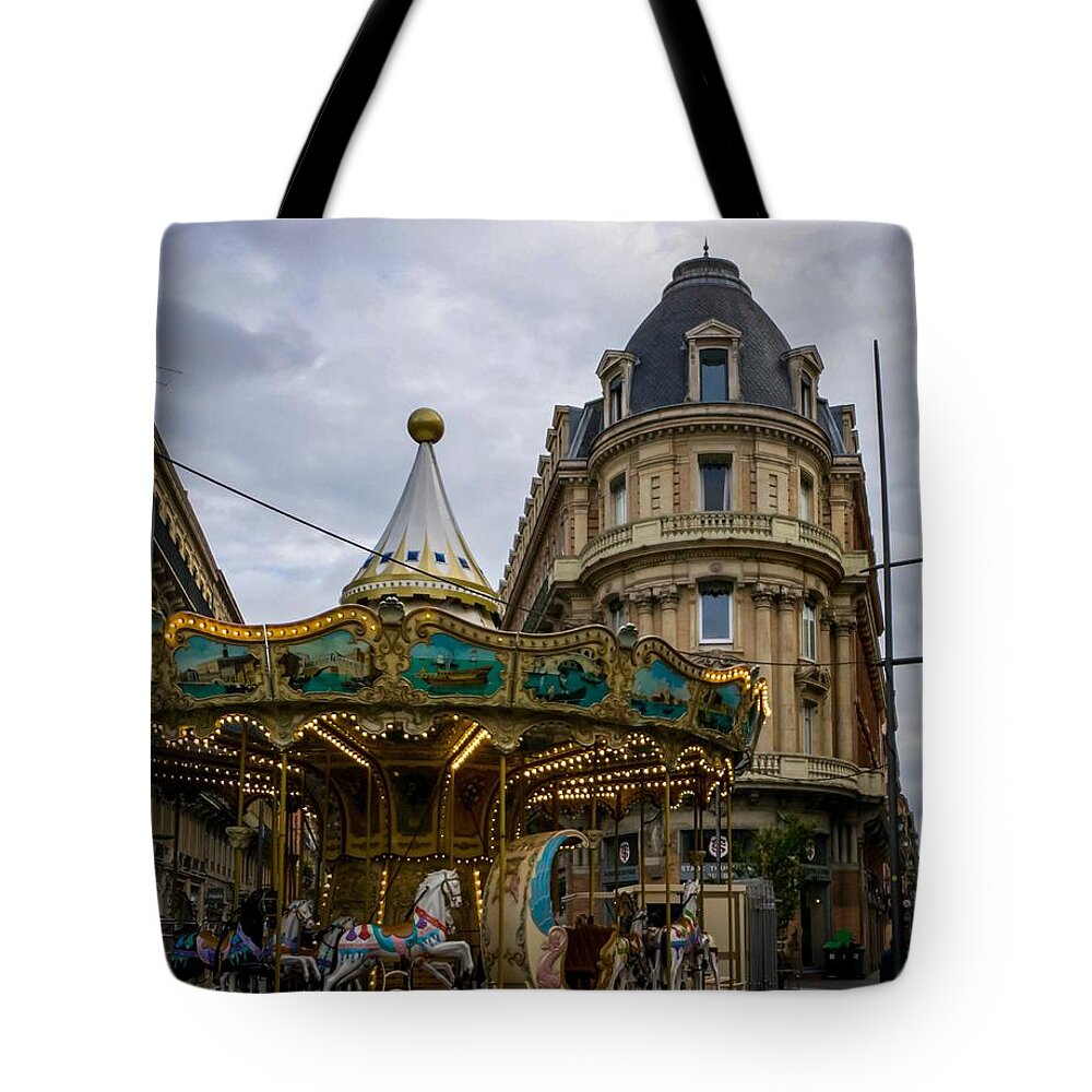 Carousel Tote Bag featuring the photograph Carousel Toulouse by Mary Capriole