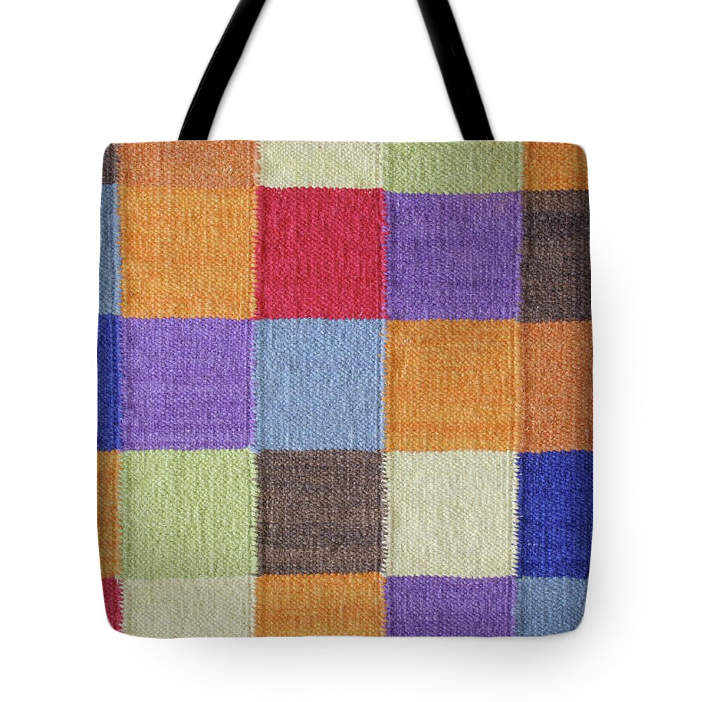 Rug Tote Bag featuring the photograph Carpet Rug In Woven Contemporary Square by Yinyang